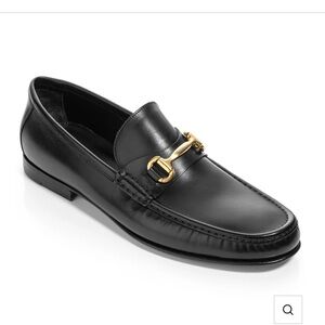 Watts Black Leather Bit Loafer To Boot Black Leather Loafers with Gold Accent
